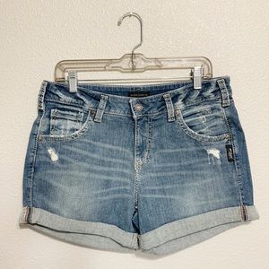 Silver Jeans Boyfriend Shorts size 29 Cuffed Medium Wash